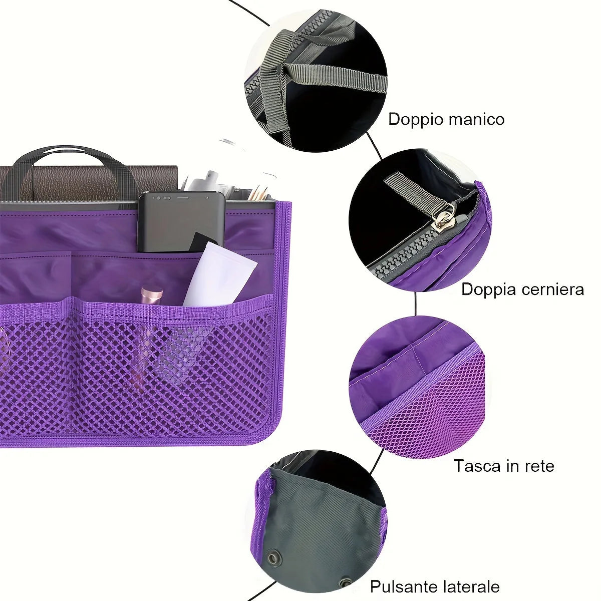 Multifunctional Bi-Fold Makeup and Toiletry Organizer Bag, Double Zipper Large Capacity