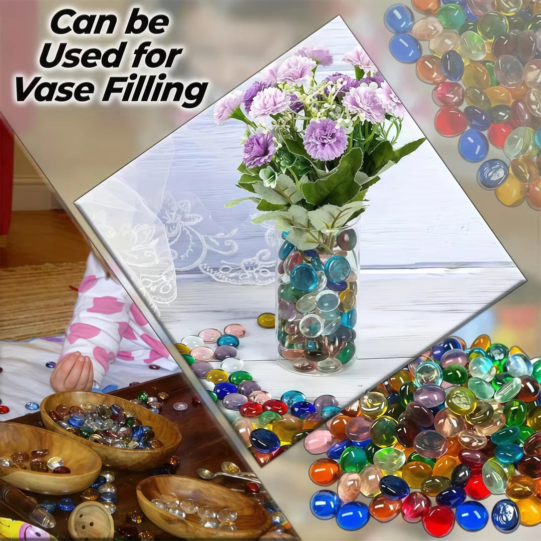 Vibrant Blue Glass Beads, 15–17mm (0.59–0.67 in), 50g/100g/200g (1.76/3.53/7.05 oz) for DIY Crafts, Vase Fillers & Aquarium Decor