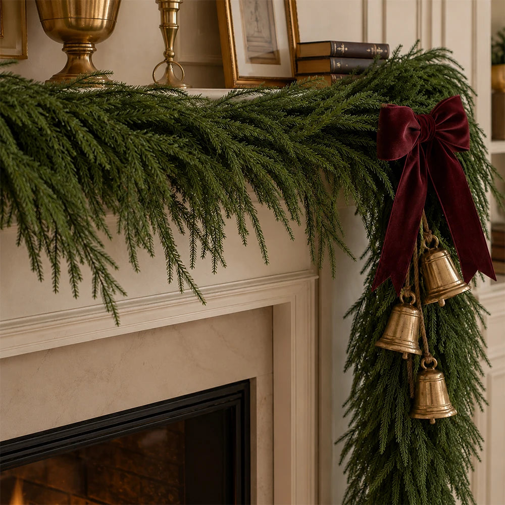 Norfolk Pine Artificial Garland 5.6 ft (171 cm) Hanging Wreath for Door Wall Mantel Christmas Holiday Decor Table Centerpiece