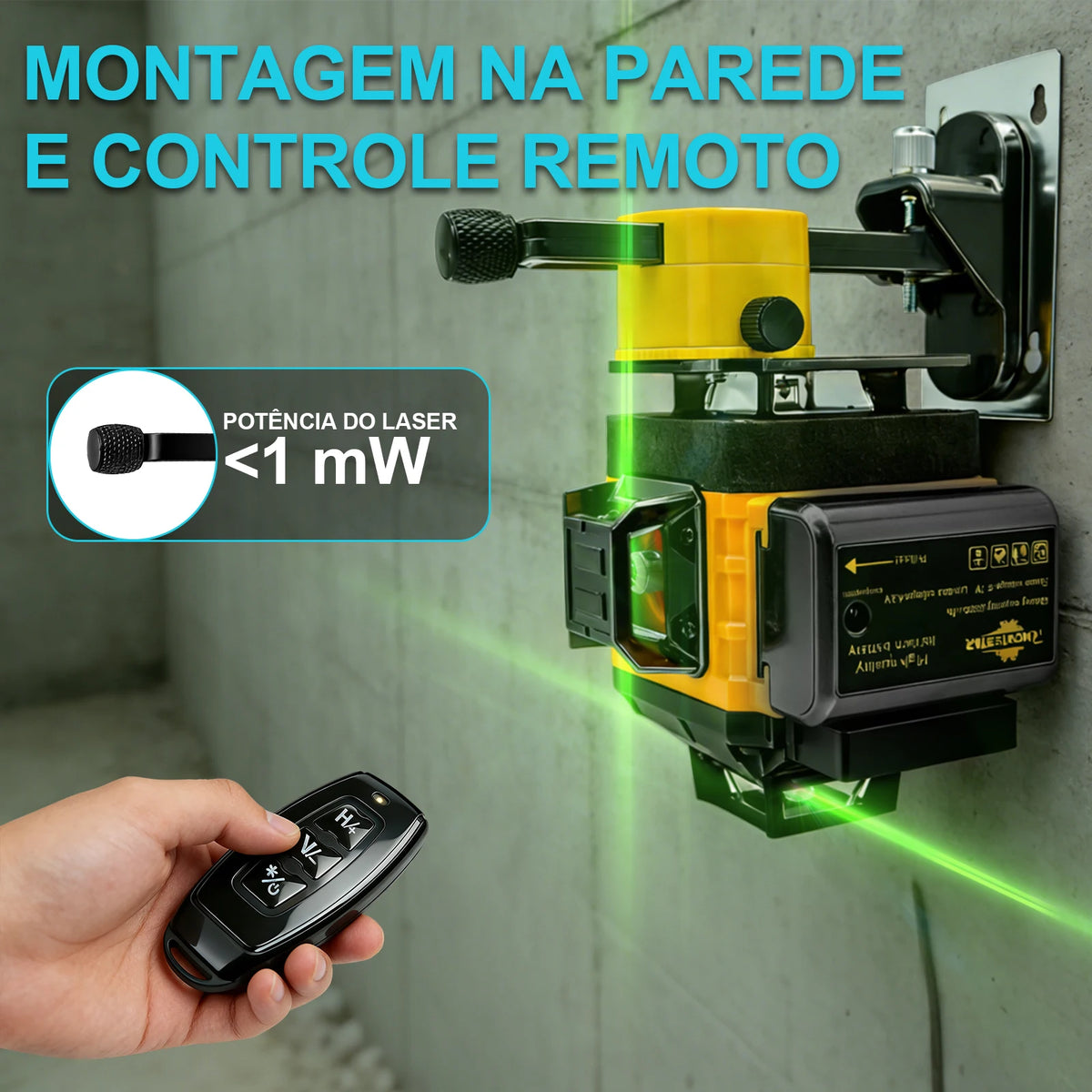 4D 16-Line Self-Leveling Green Laser Level with Remote and 360° Rotating Base for Tile & Flooring Alignment