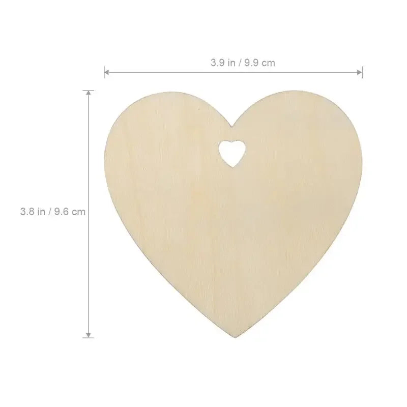50/100-Pack 100mm (3.94 in) Wooden Heart Craft Blanks – Unfinished Ornaments for DIY Painting, Wedding & Christmas Decor
