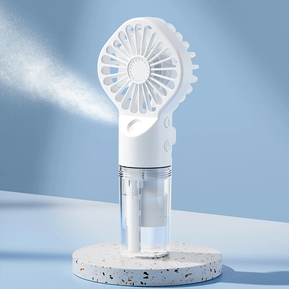 Handheld Mist Spray Fan - USB-C Rechargeable Mini Humidifier, 4-Speed Portable Cooling Fan for Travel & Outdoor