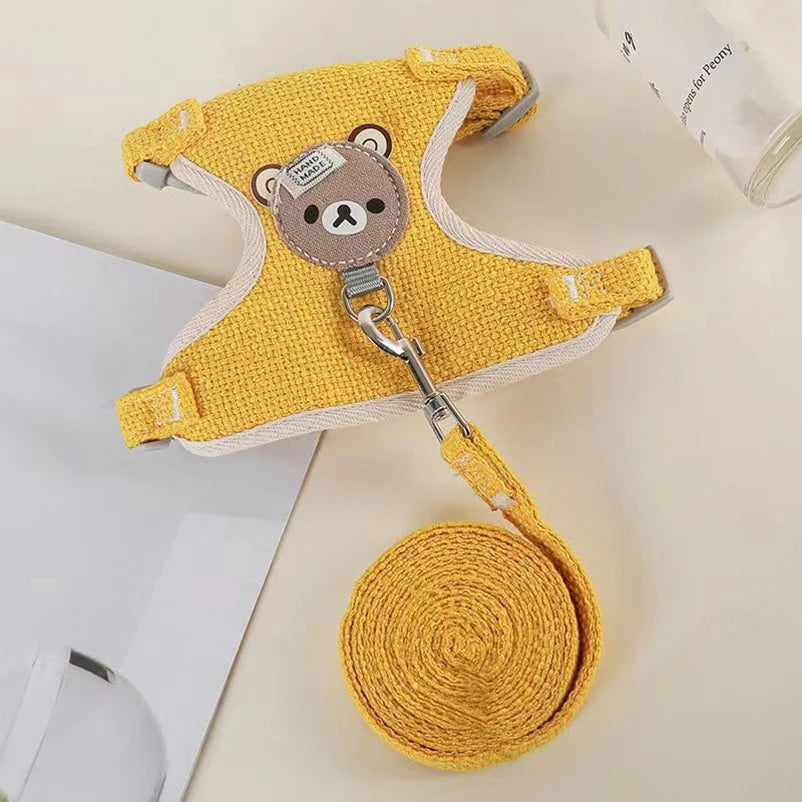 Teddy Cartoon Vest Harness & Leash Set for Small Dogs and Puppies