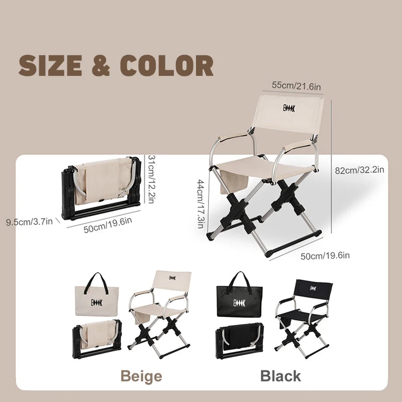Foldable Director Camping Chair – Portable Aluminum Alloy Beach, Fishing & Picnic Seat