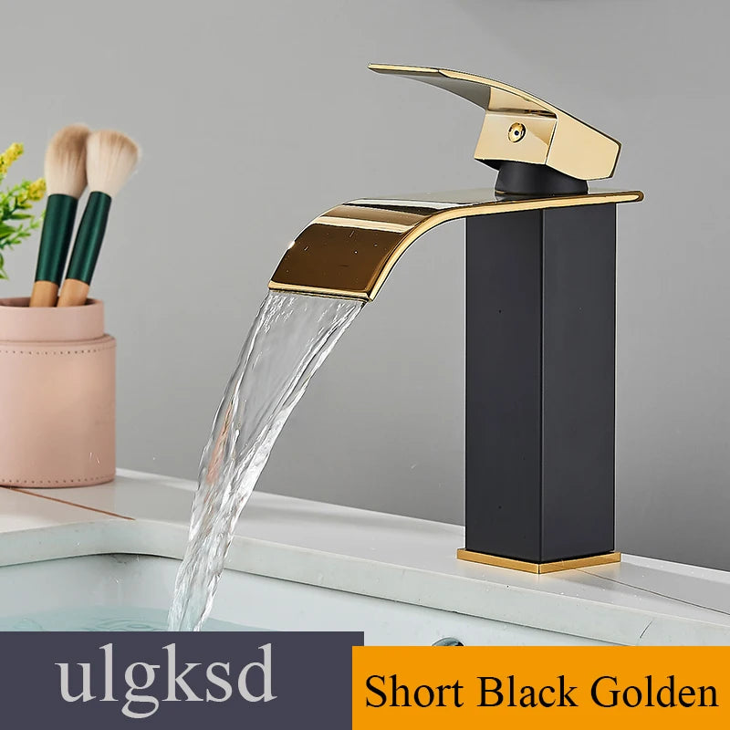 Waterfall Basin Faucet - Single Handle Deck-Mounted Mixer Tap for Bathroom Sink (Hot & Cold)