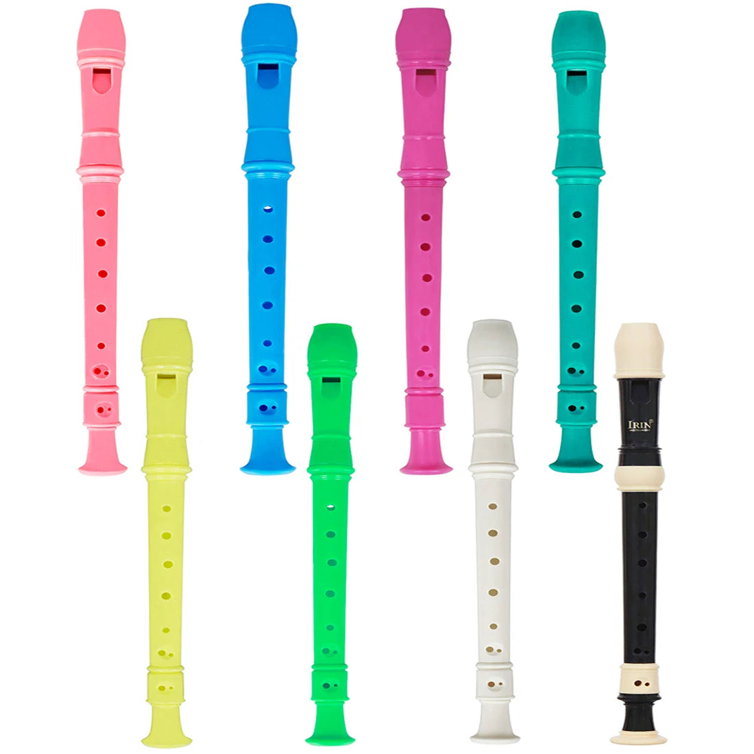 8-Hole ABS Recorder Long Flute for Kids & Beginners, Colorful Woodwind Instrument with Cleaning Rod (12.8 in / 32.5 cm)