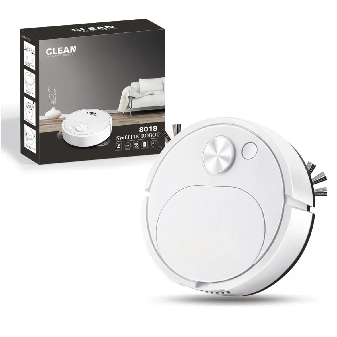 3-in-1 Mini Robot Vacuum Cleaner with Mopping & USB Charging 1500Pa Smart Wireless Floor Sweeper for Home & Office