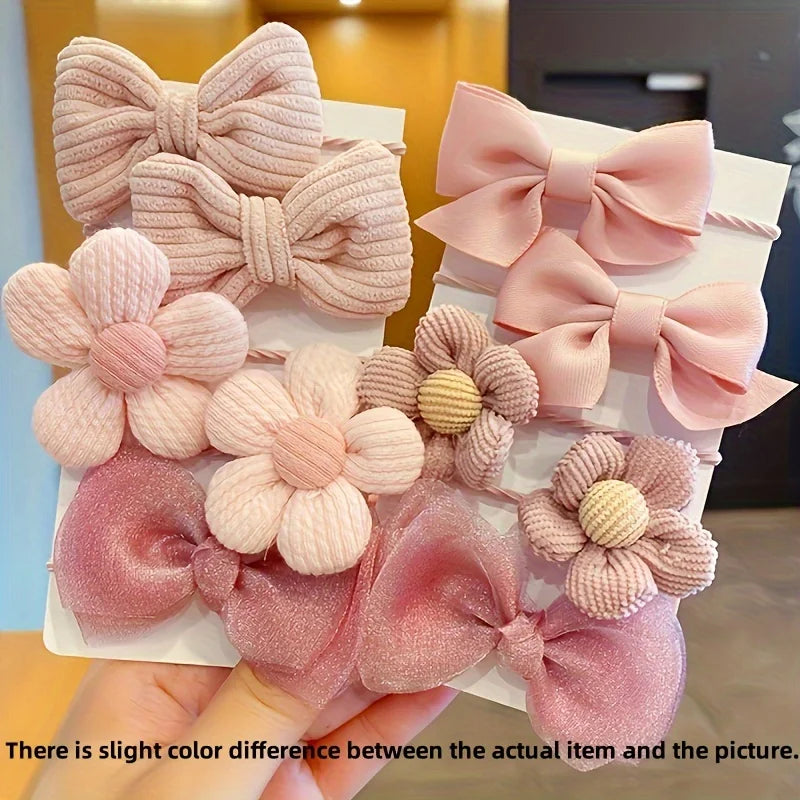 10-Pack Bow and Flower Elastic Hair Bands for Girls, 5 cm / 1.97 in