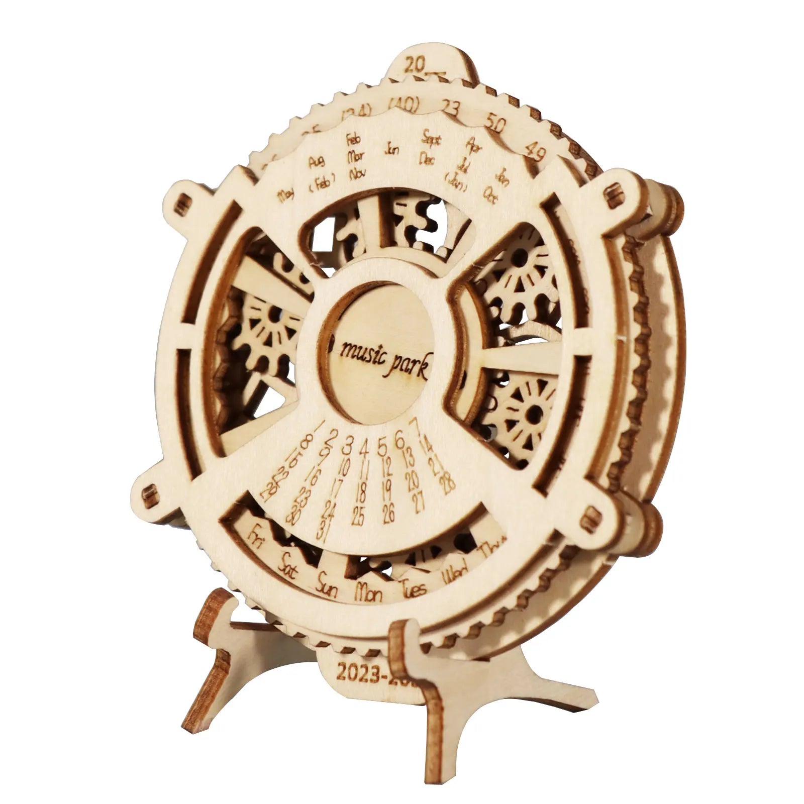 3D Wooden Perpetual Calendar DIY Puzzle Kit – Mechanical Gear Model for Teens & Adults