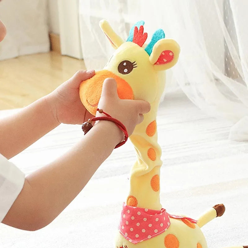 Dancing Talking Giraffe Plush Toy Repeats What You Say, 10 Songs, Adjustable Volume, Musical Glowing Light, 31–50 cm (12.2–19.7 in)