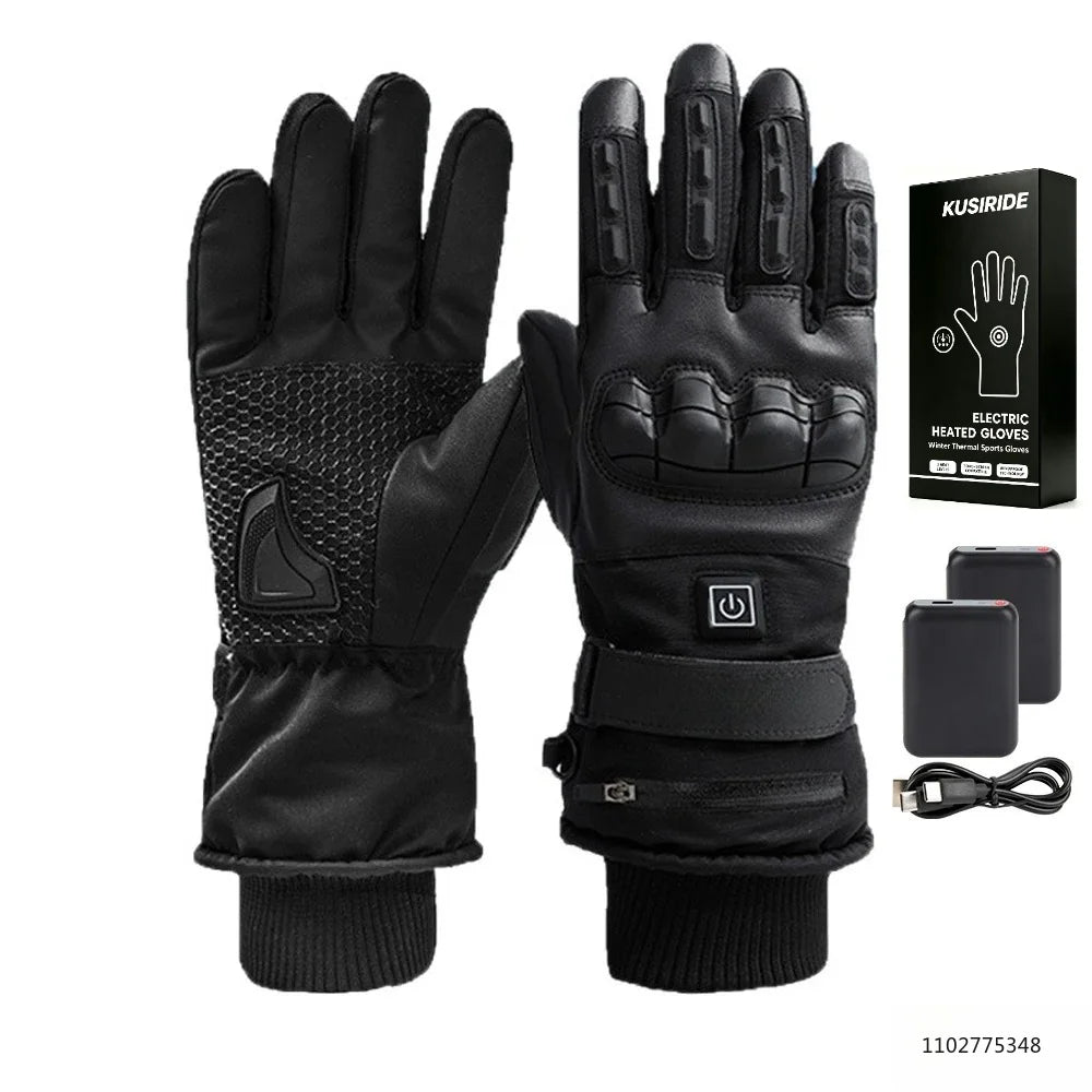 Rechargeable Heated Winter Gloves for Men & Women - Touchscreen Thermal Gloves with 3 Heat Levels, 6000mAh Anti-Slip Palm for Skiing Motorcycle Hiking