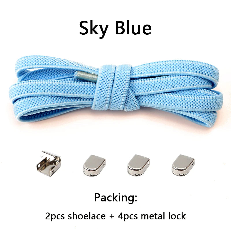 No-Tie Elastic Shoelaces with Metal Buckles – 1 Pair Quick Laces, One Size Fits All for Adults & Kids (105 cm / 41.3 in)