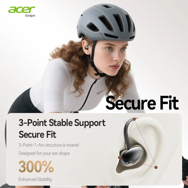 Over-Ear Wireless Headphones — Open Design, Bluetooth 5.4, HD Sound & Large Diaphragm, Noise-Reducing Mic, Secure Fit for Sports & Cycling