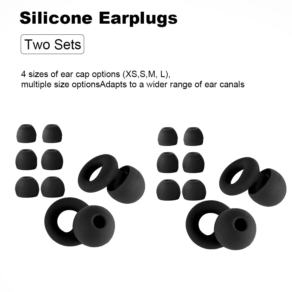 Silicone Earplugs 4 Pairs - Reusable Hypoallergenic Ear Plugs for Swimming & Sleep Noise Reduction (XS S M L)