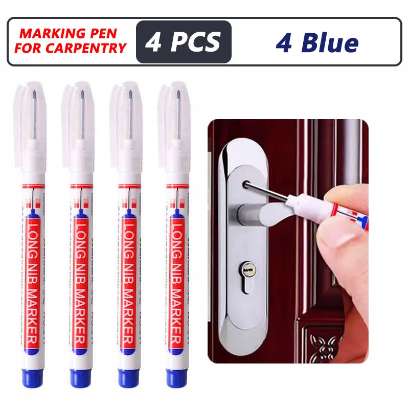 20mm Deep-Reach Long Nib Marker Pen for Wood & Metal — Waterproof Carpenter Marking Pen, 13.7cm (5.4in), Multi-Pack (1–40 pcs)