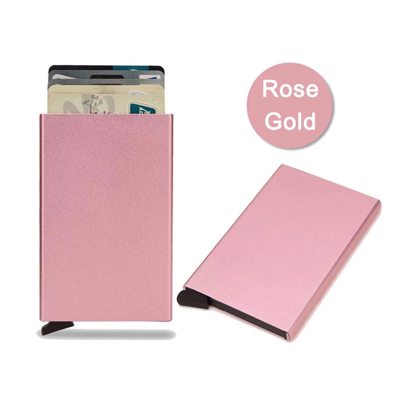 RFID Metal Pop-Up Card Holder Wallet – Slim Minimalist Small Black Unisex