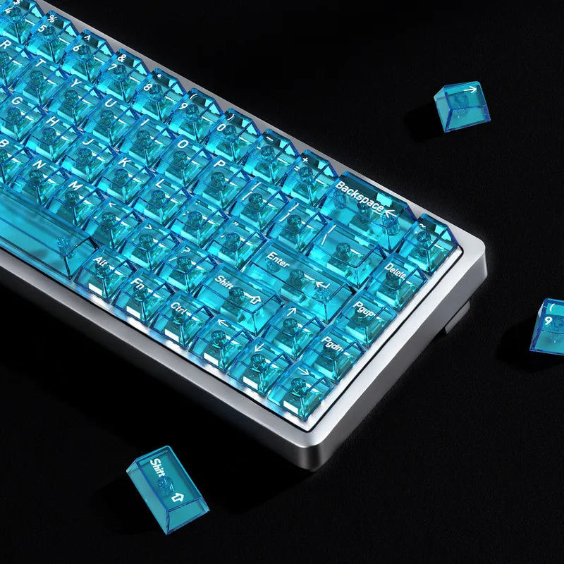 136-Key Transparent Multilingual Keycap Set for Mechanical Keyboards — EN/JP/RU/KR PC Compatible