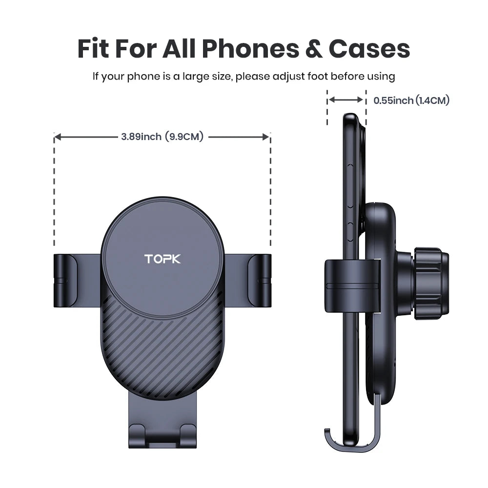 Adjustable Metal Gravity Car Phone Holder – Vent Mount for All Phones