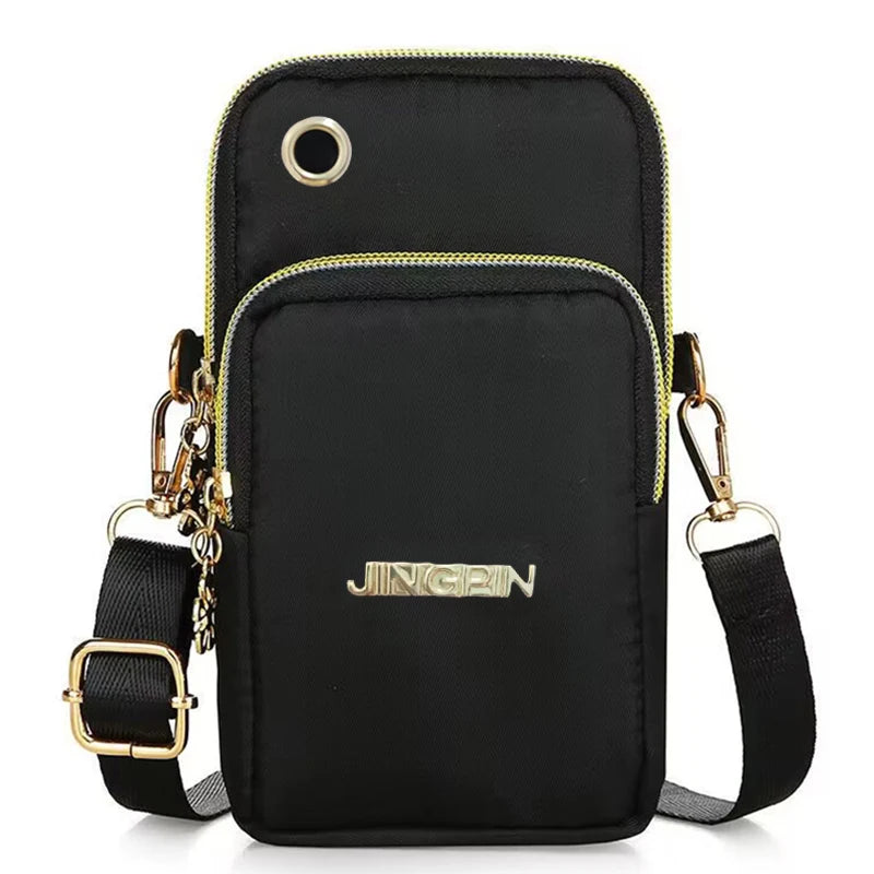 Women's Mini Crossbody Bag – Vertical Wrist Wallet & Phone Pouch, Nylon Zipper Purse