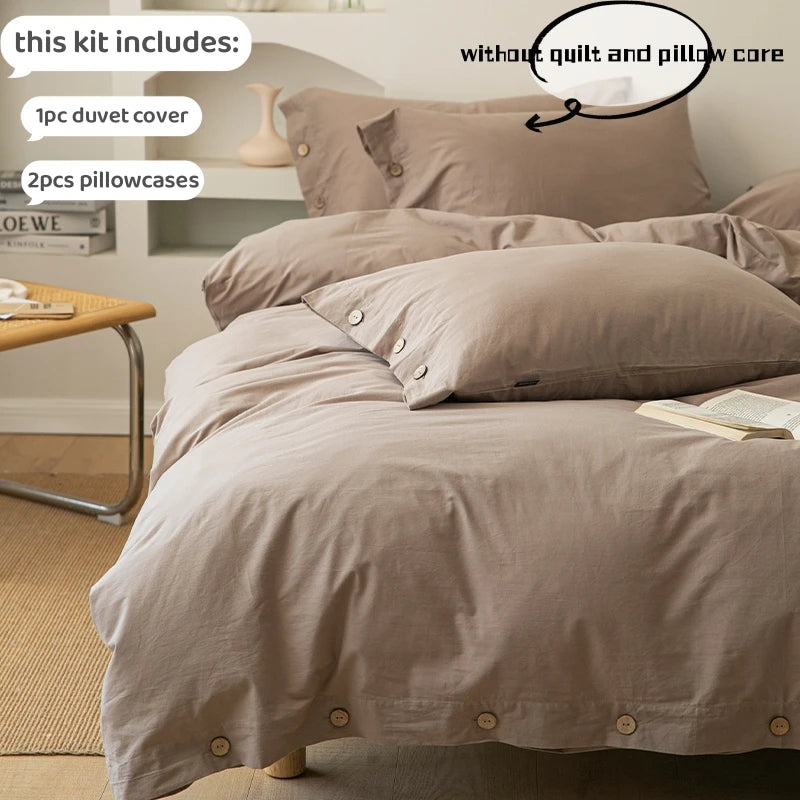3-Piece 100% Cotton 400TC Twill Duvet Cover Set with 2 Pillowcases – Solid 220×240 cm (86.6×94.5 in)