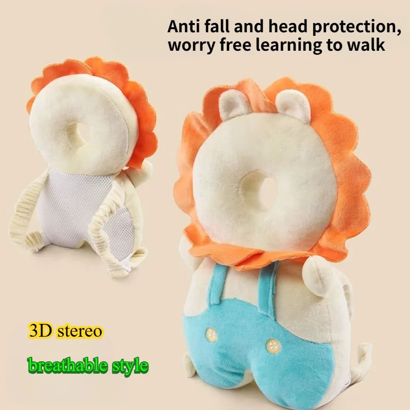 Toddler Head Protector Backpack Pillow 1-3T Soft PP Cotton Safety Cushion with Adjustable Straps Cartoon Design