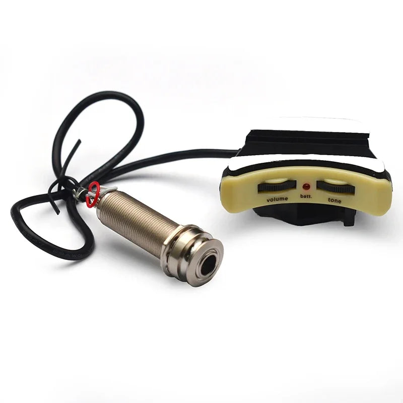 Slim Soundhole Ukulele Pickup with Volume and Tone Control - High-Sensitivity Silver Piezo Preamp