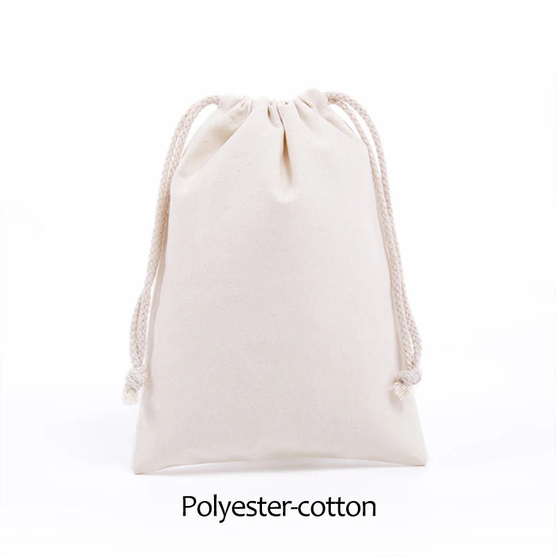 Cotton Drawstring Canvas Bags - White Reusable Gift & Storage Pouches for Candy, Jewelry, Travel and Home Organization