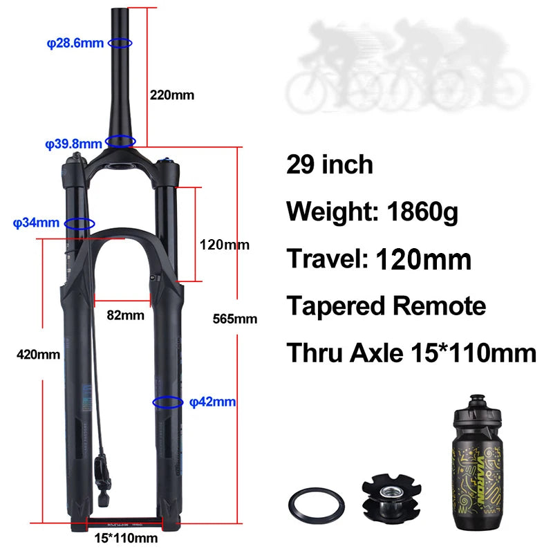 27.5/29-inch Boost Mountain Bike Suspension Fork - 34mm (1.34in) Tapered Stanchion, 120/140mm (4.7/5.5in) Travel, 15x100/110mm Thru-Axle, Adjustable Rebound and Lockout
