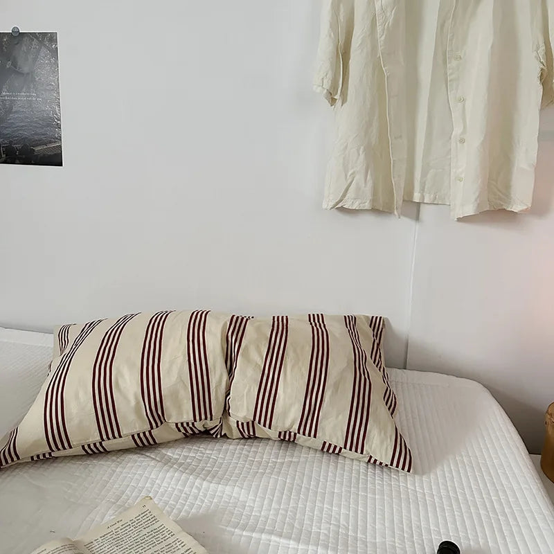 Soft Washed Cotton Striped Pillowcase - Single Pillow Cover 19 x 29 in (48 x 74 cm)