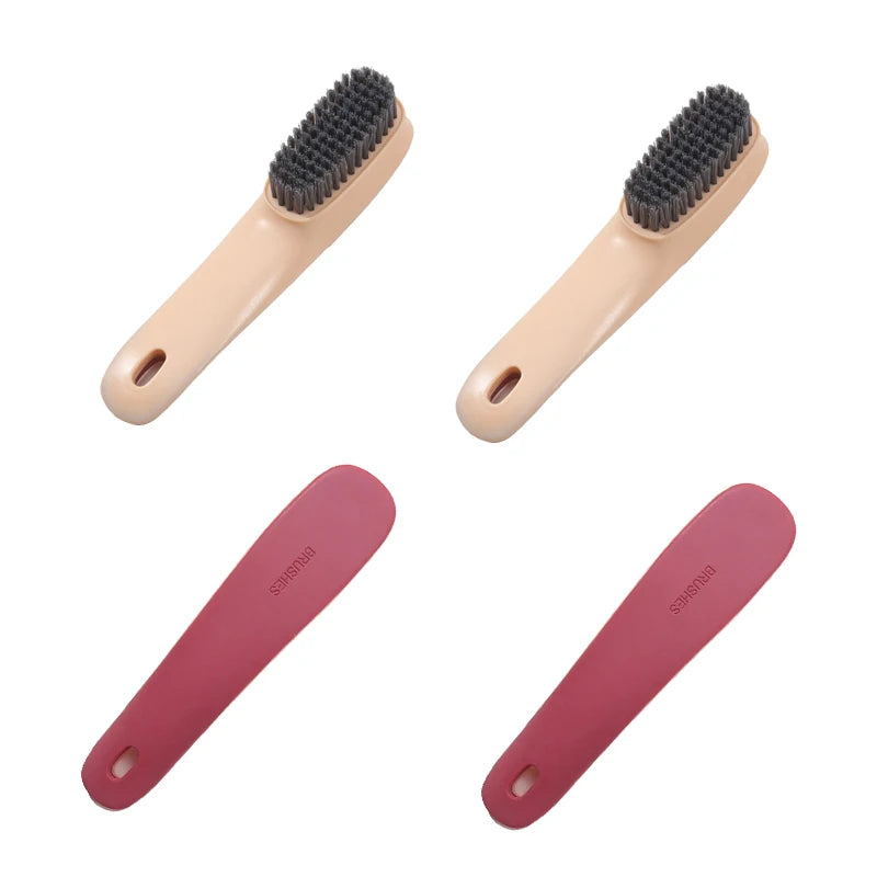 Multi-Purpose Shoe & Clothes Cleaning Brush – Plastic Scrub Brush (17 x 4 x 3 cm / 6.7 x 1.6 x 1.2 in) – 1/2/4-Pack