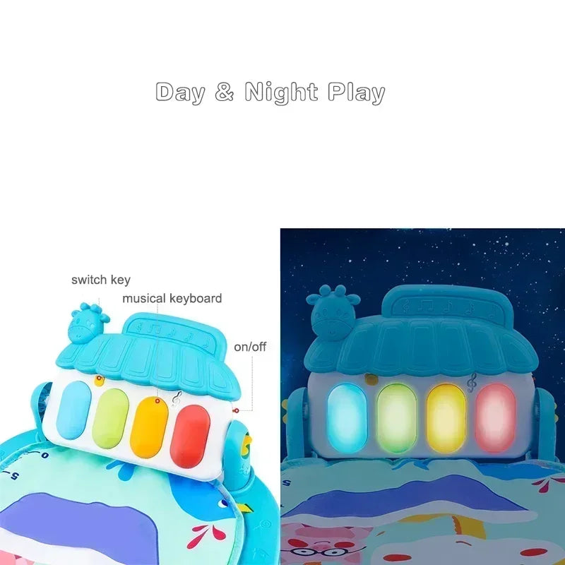 Baby Musical Play Mat with Light-Up Piano Keyboard - Activity Gym & Tummy Time Mat for Infants