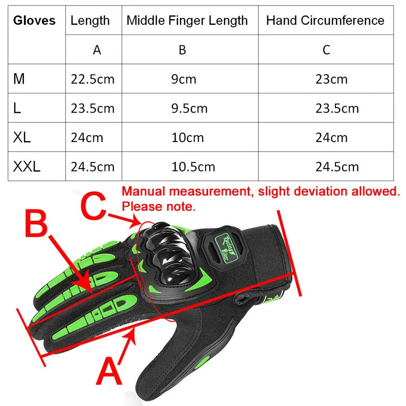 Motorcycle Racing Gloves Breathable Full-Finger Motocross Gloves with Knuckle Protection and Silicone Palm Grip, Unisex Sizes M-XXL
