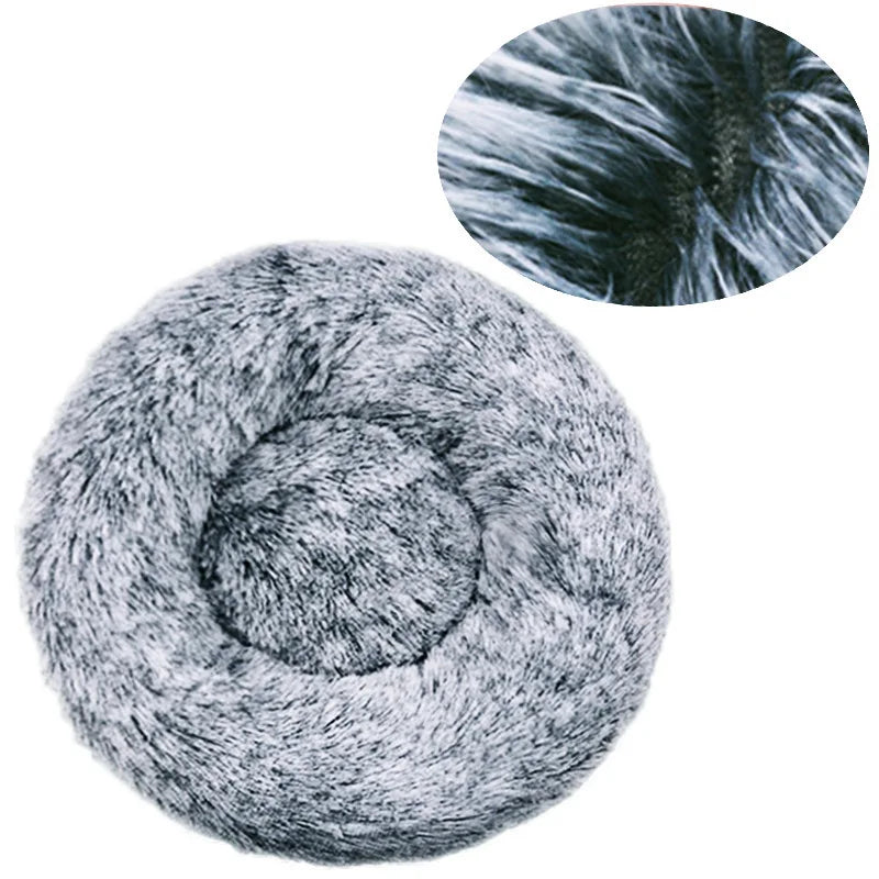 Calming Plush Pet Bed for Dogs & Cats - Corduroy Fleece Bolster, Non-Slip Waterproof Bottom, Multiple Sizes (15.7–35.4 in / 40–90 cm)