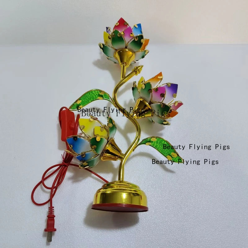 Colorful Lotus Petal Candle Holder - Metal Temple Table Candlestick for Home Decor