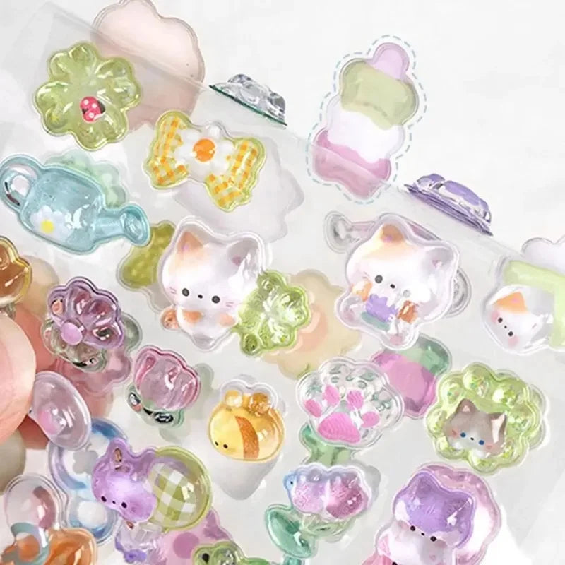 3D Jelly Cartoon Animal Stickers Candy Ghost & Rabbit Aesthetic for Phone Case, Diary & Stationery