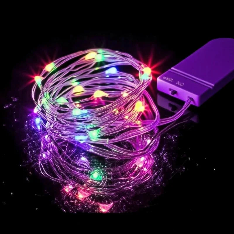 Battery Operated Fairy String Lights — Silver Wire LED Firefly Lights, 1–10M (3.3–32.8 ft), 10–100 LEDs for Christmas, Wedding & Party