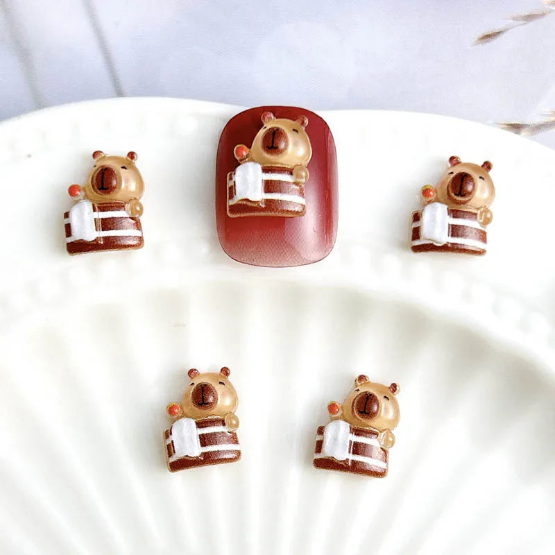 50pcs Cute Resin Capybara Nail Charms for Nail Art view 12