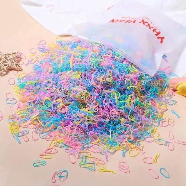 1000-Pack Colorful Small Elastic Hair Bands - Disposable Micro Ponytail Holders for Girls