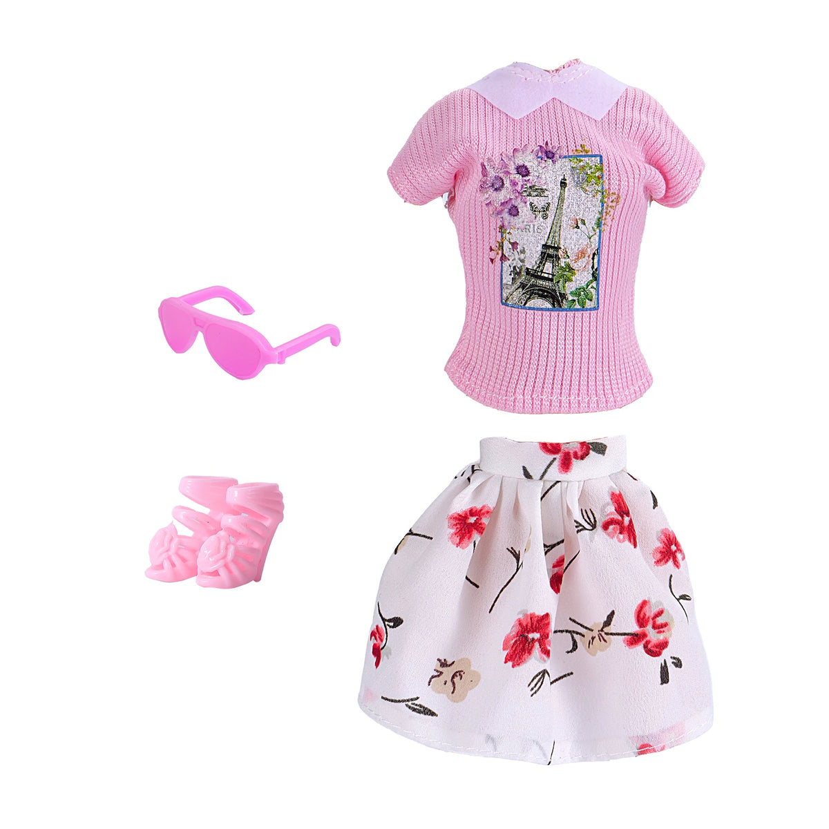 30cm Doll Clothes 1-Set Pink Fashion Outfit - Tops, Skirt, Shoes & Necklace for 11–11.8 in Dolls (BJD, Fashion Dolls)