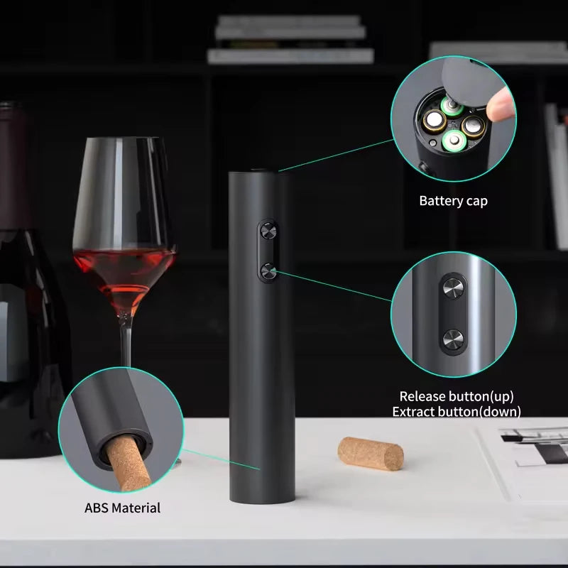 Electric Automatic Wine Opener Set — Battery-Powered Bottle Opener with Pourer, Vacuum Stopper & Foil Cutter Gift Set