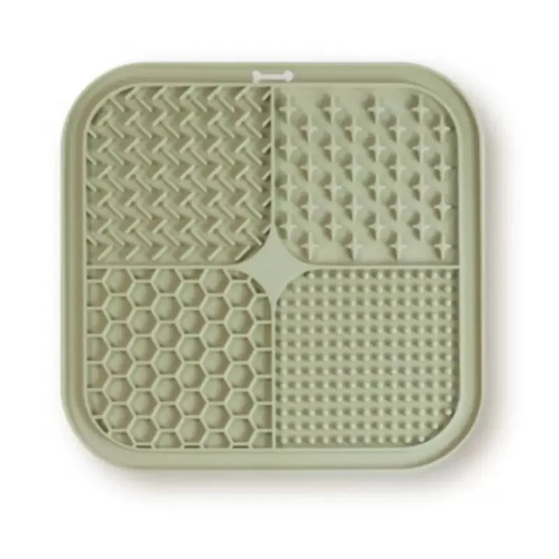 Silicone Pet Licking Mat with Suction Cup – 4-Section Slow Feeder for Dogs & Cats, 7.87 x 7.87 in (20 x 20 cm)