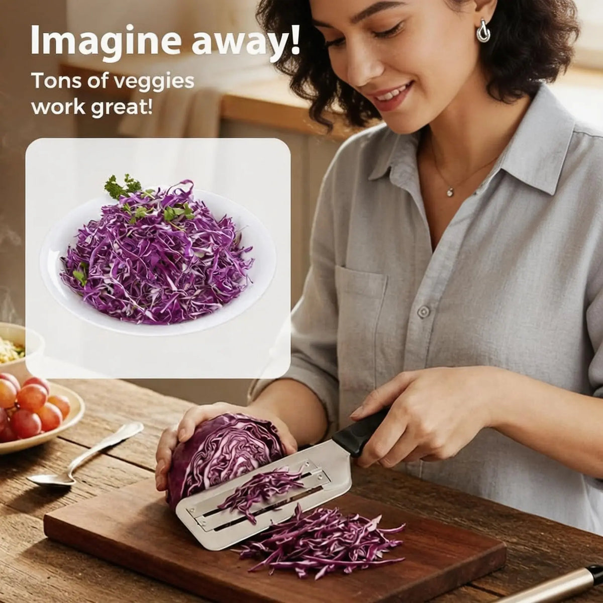 Stainless Steel Dual-Blade Handheld Vegetable Slicer Cabbage Shredder for Salad