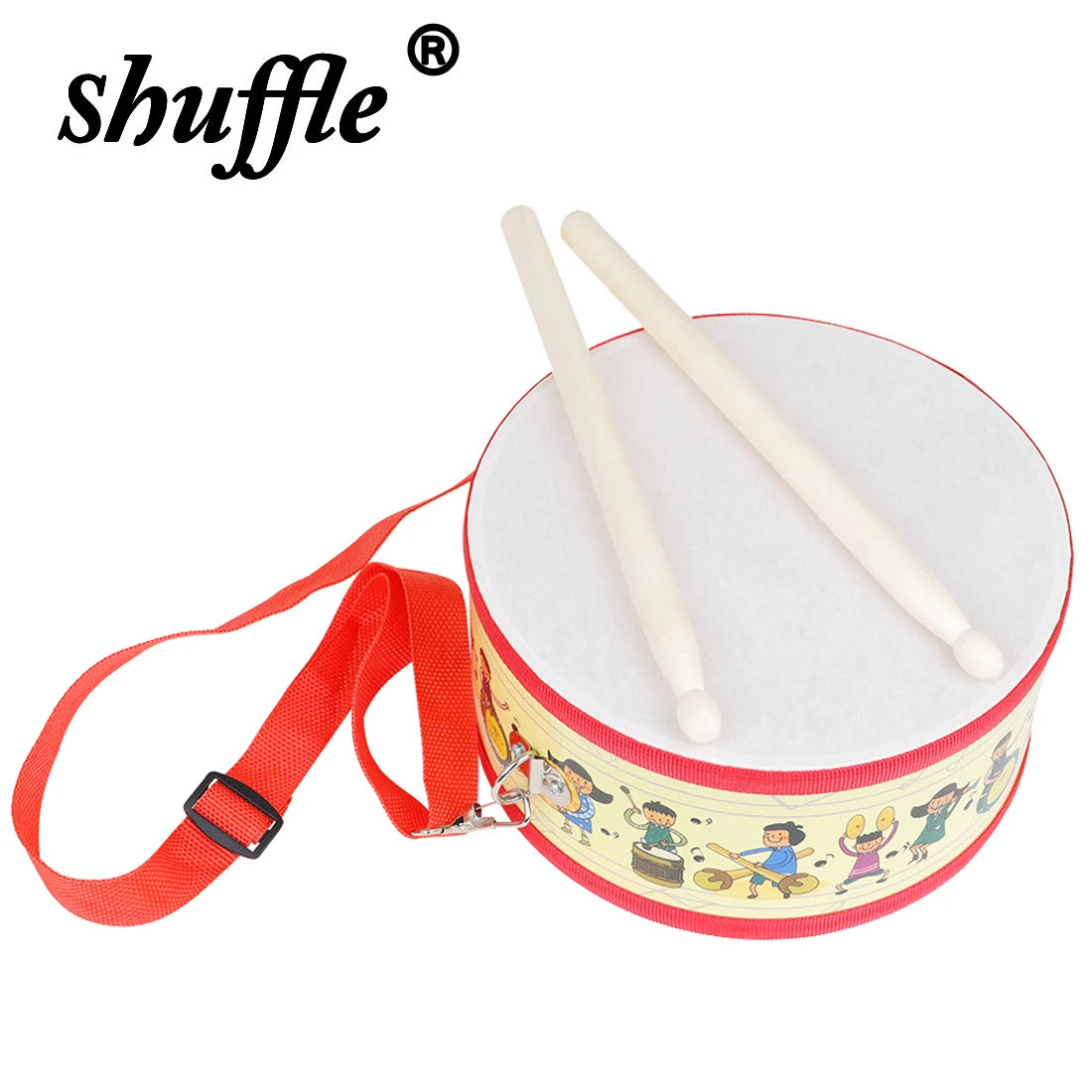 Double-Sided Wooden Hand Drum Tambourine – Cartoon Orff Percussion Instrument for Kids, Portable Educational Toy