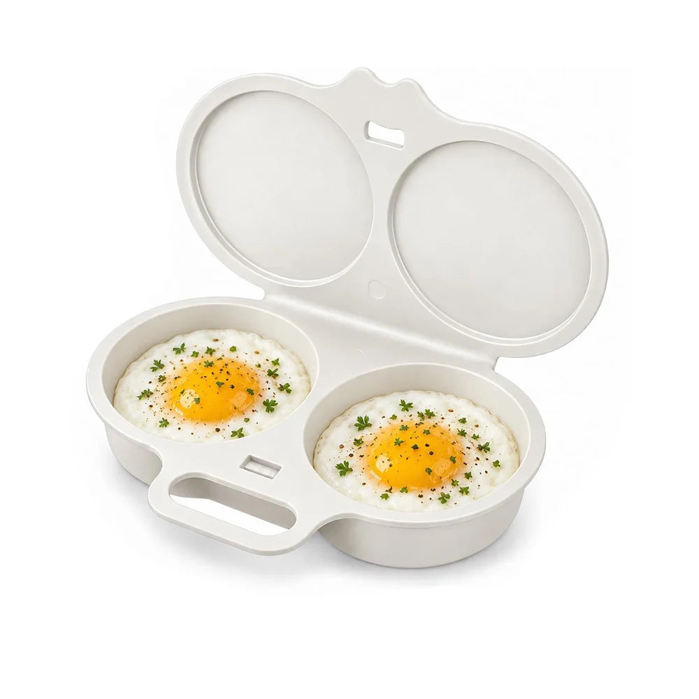 Microwave Double Cavity Silicone Egg Poacher – Food-Grade Non-Stick Oil-Free Egg Steamer, Reusable Kitchen Mold