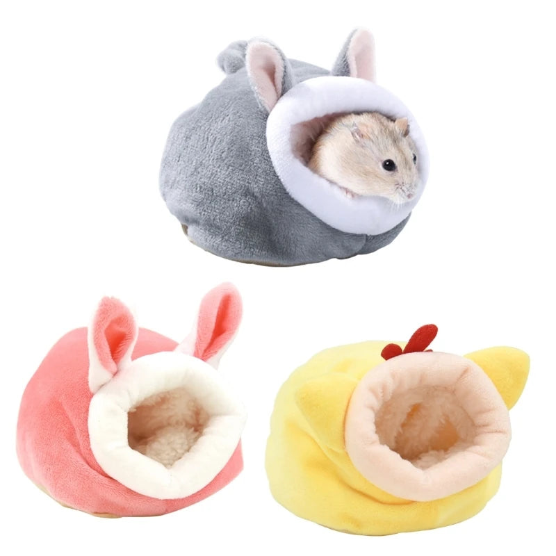 Windproof Plush Small Pet Nest — Warm Winter House for Hamsters, Gerbils, Mice & Sugar Gliders (12 x 10 x 9 cm / 4.72 x 3.93 x 3.54 in)