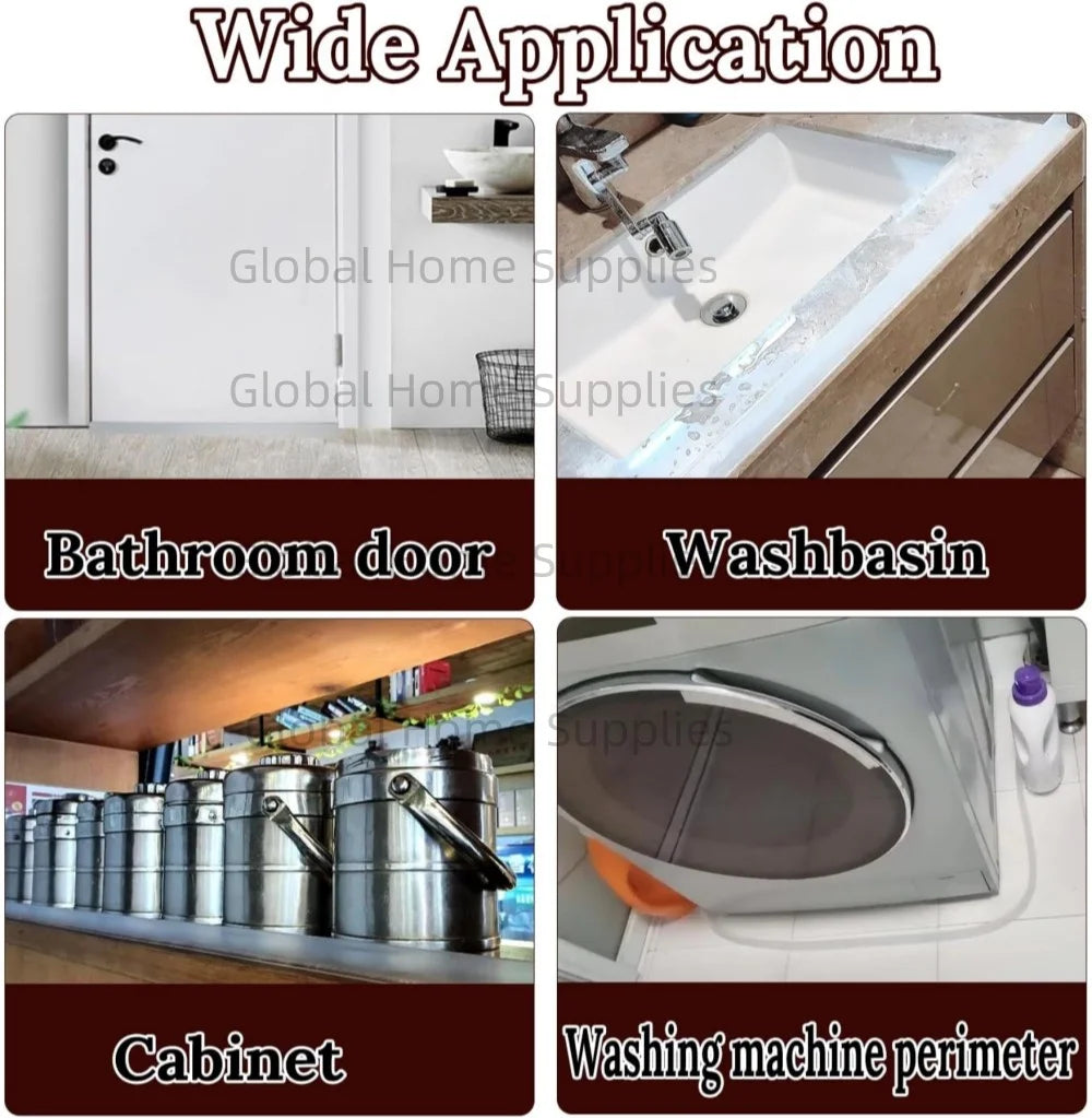 FanzyMarket silicone shower threshold water dam strip, adjustable bottom seal for glass shower doors, wet/dry separation, in black.