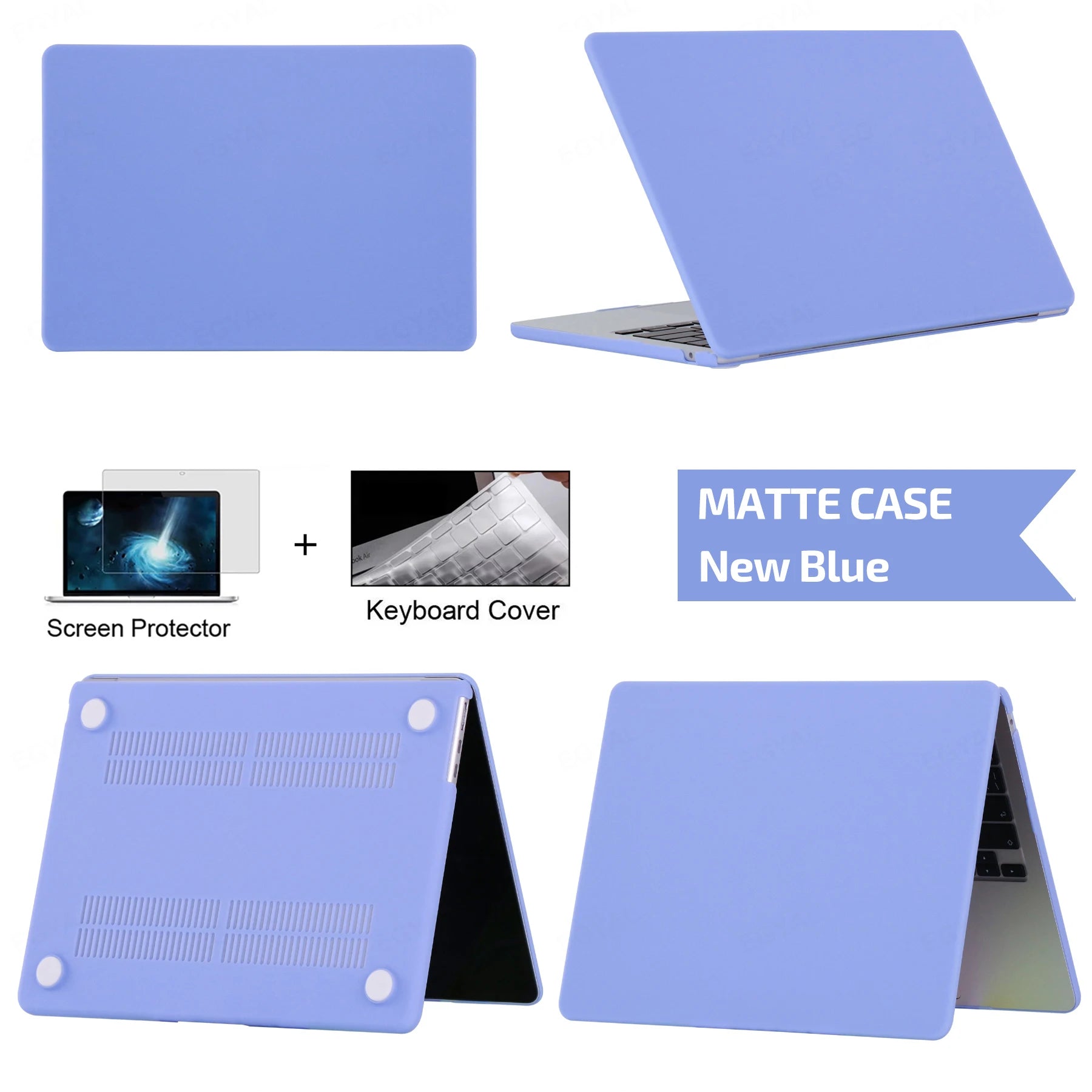 Hard Shell Protective Laptop Case for MacBook Air & Pro 13/13.6/14/16 Inch – PVC Snap-On Cover with Keyboard Cover & Screen Protector