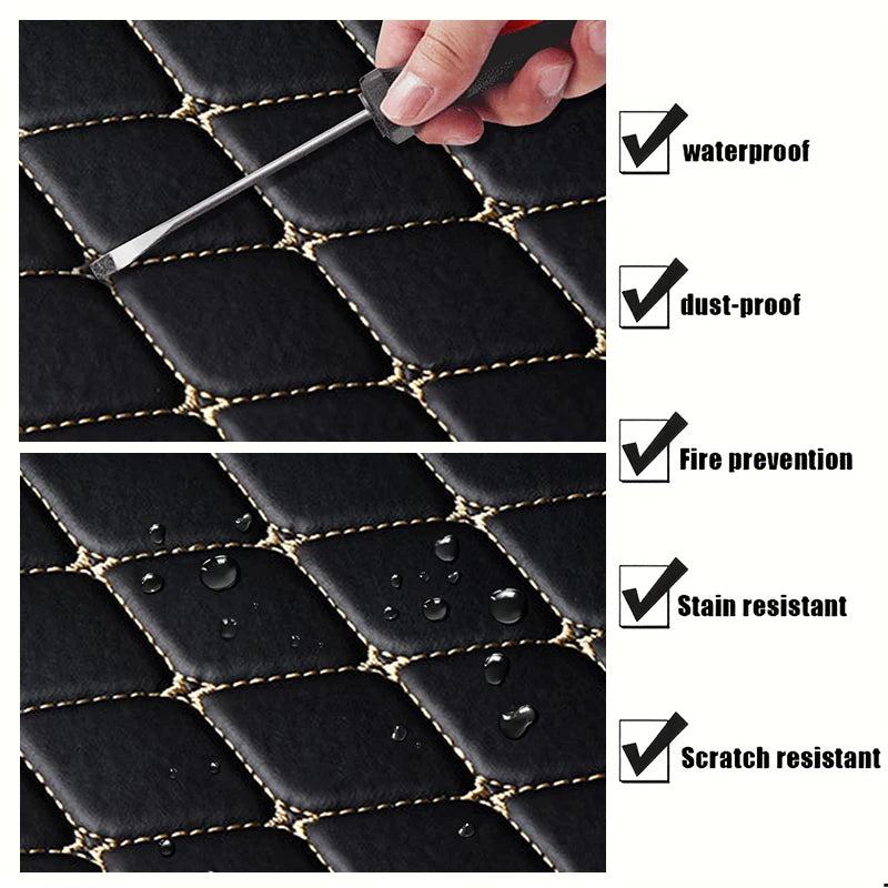 5-Piece Universal PU Leather Car Floor Mats, Waterproof Black All-Weather Auto Floor Mat Set