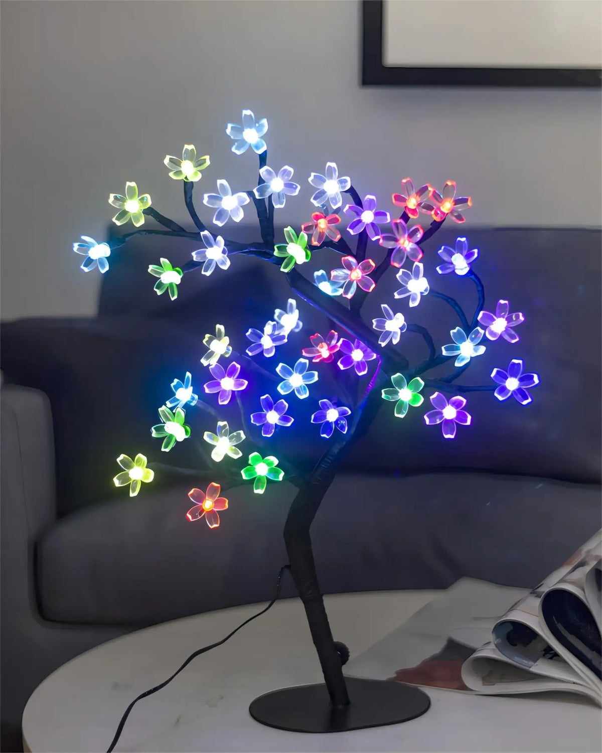 Cherry Blossom LED Bonsai Tree Lamp 17.7 in (45 cm) 40-LED USB & Battery Powered Tabletop Light Home Decor Gift