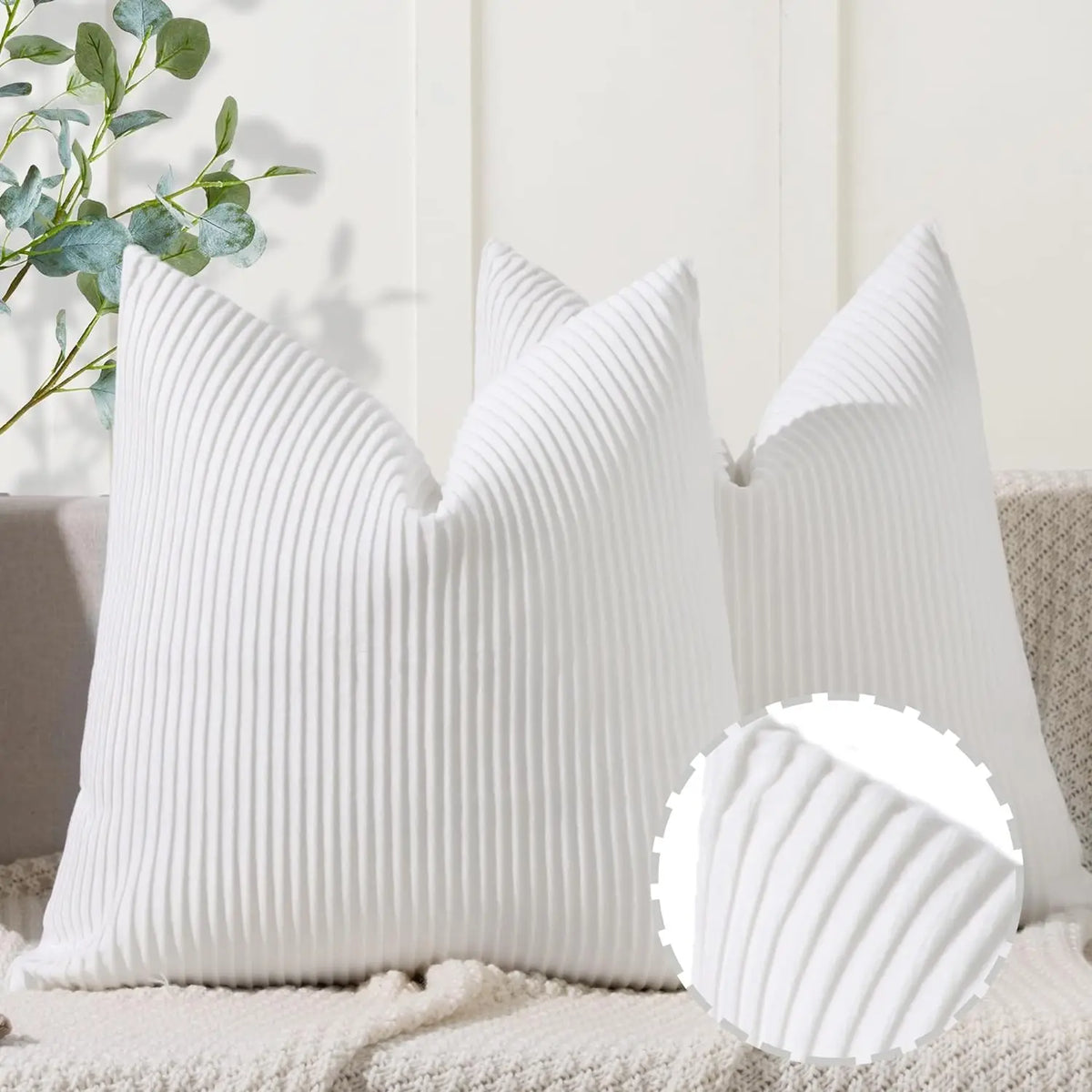 Velvet Striped Pillow Cover 1-Pack - Luxury Decorative Throw Cushion Case for Sofa & Bed